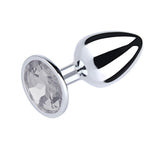 Love In Leather Metal Butt Plug With Round Gem Clear Small Butt Plugs